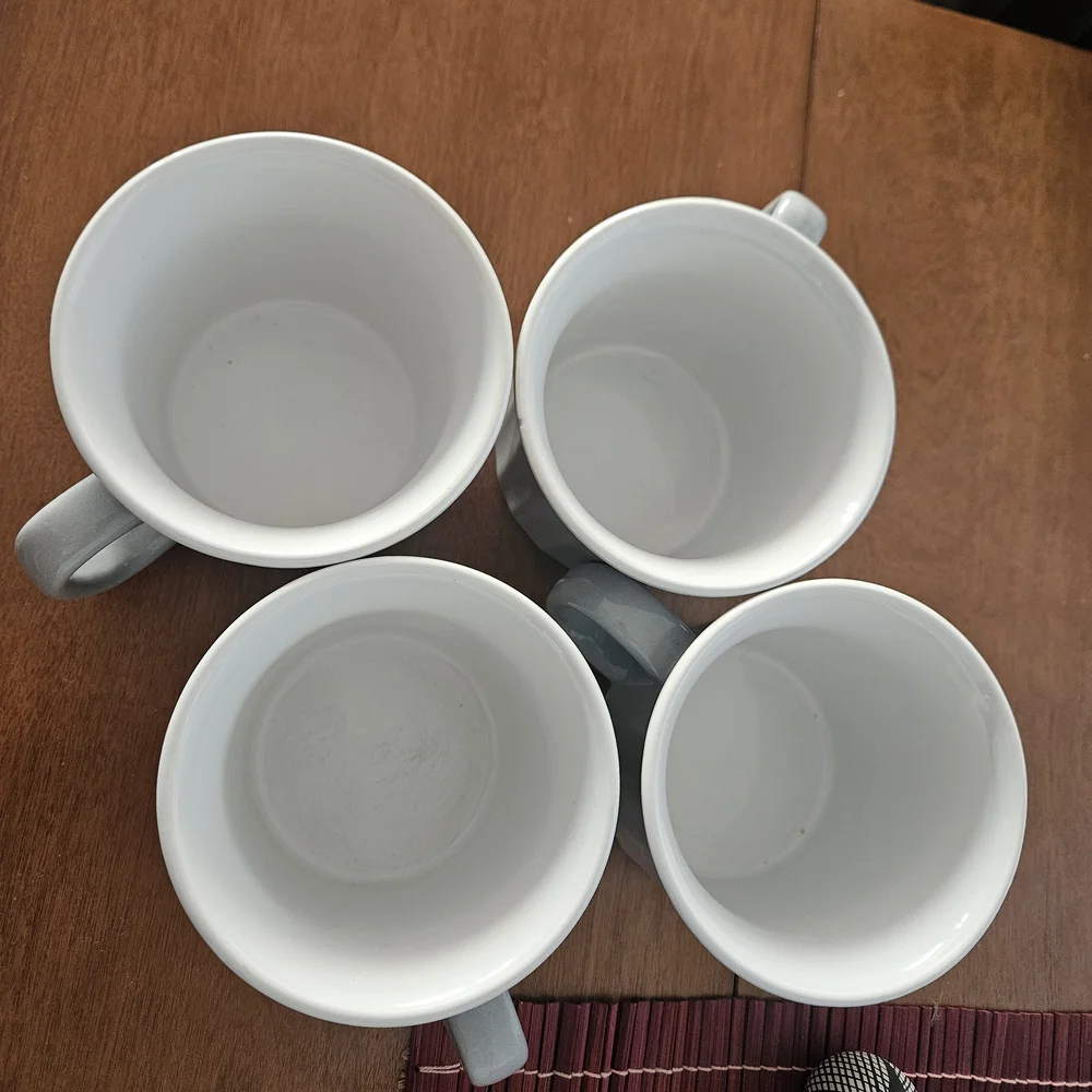 Coffee Cups Mugs Gray Oversized With Handles New